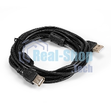 Удлинитель USB 2.0 ExeGate EX-CCF-USB2-AMAF-3.0F (Am/Af, позолоченные контакты, ферритовые кольца, 3м)