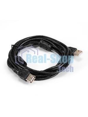 Удлинитель USB 2.0 ExeGate EX-CCF-USB2-AMAF-3.0F (Am/Af, позолоченные контакты, ферритовые кольца, 3м)