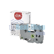Кассета с лентой S'OK by Sakura Printing TZEFX241 для Brother, черный на белом, 18мм/8м, наклейка