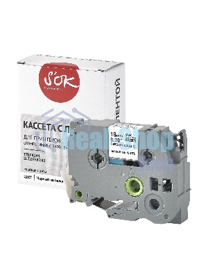 Кассета с лентой S'OK by Sakura Printing TZEFX241 для Brother, черный на белом, 18мм/8м, наклейка