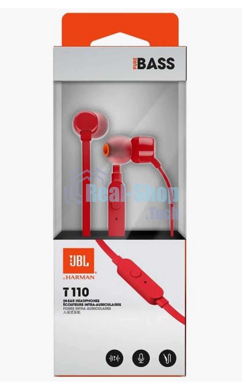Наушники-гарнитура JBL T110 красный