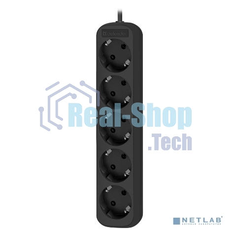 Удлинитель Defender с заземлением M518 1.8 м, 5 розеток, черный
