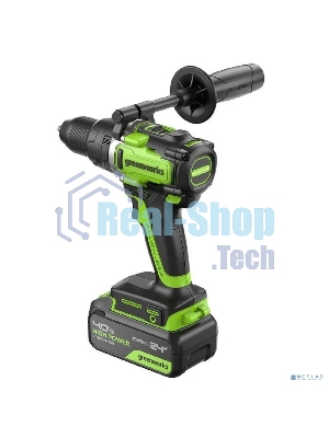 Дрель-шуруповерт аккумуляторная Greenworks GD24DD140 24V, 70/140Нм,Anti-kickback,2х4Ач,ЗУ,кор 3707607CUD