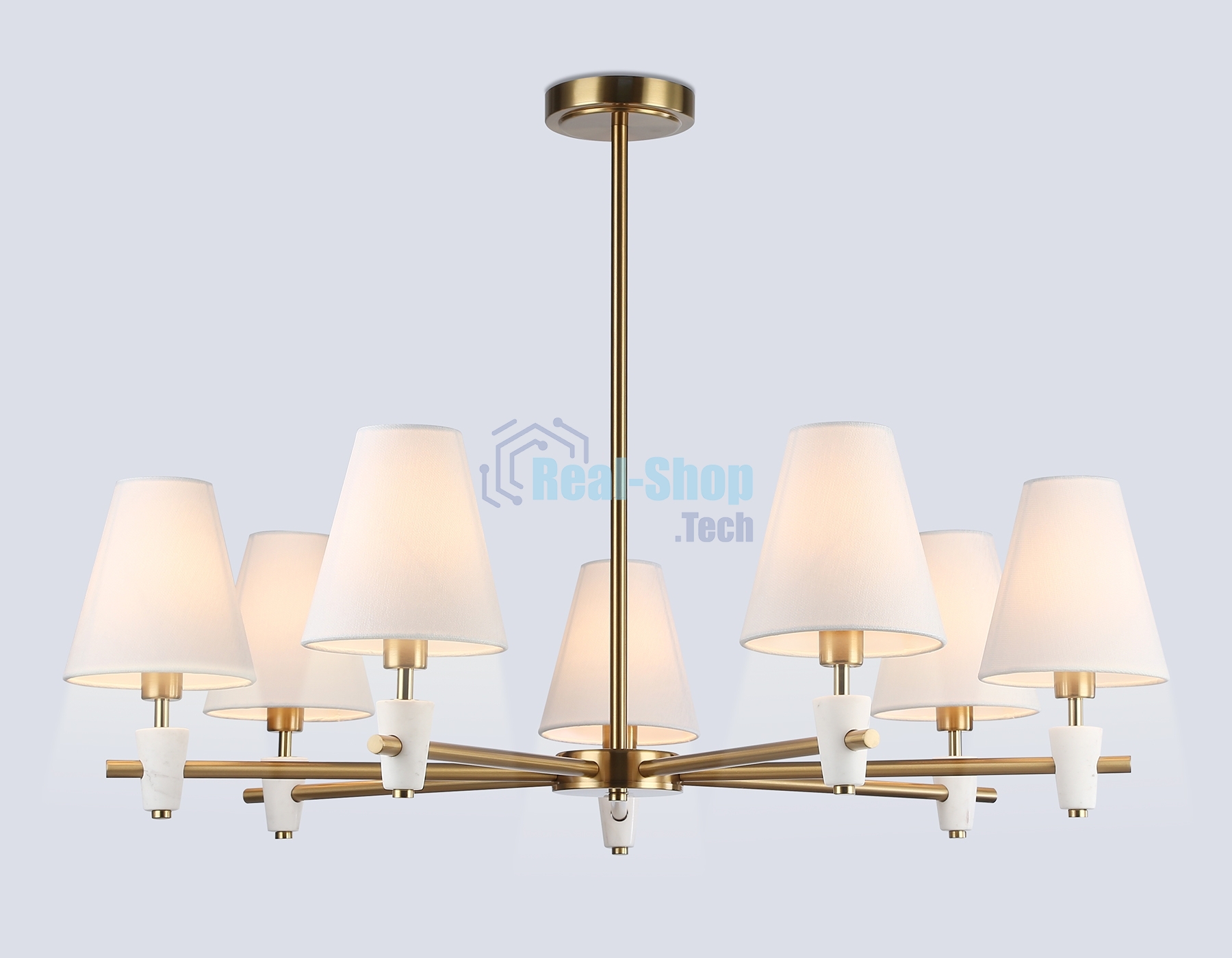 Люстра Ambrella light LH75045/7 BS/WH латунь/белый E14*7 max 40W D840*580