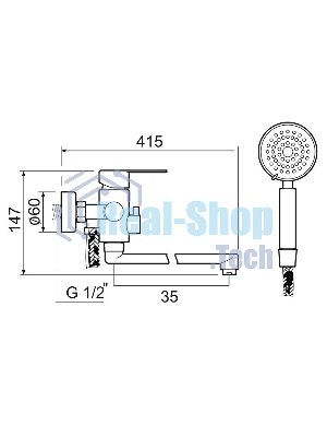 SUS124BL-006EP Смеситель для ванны, ø35