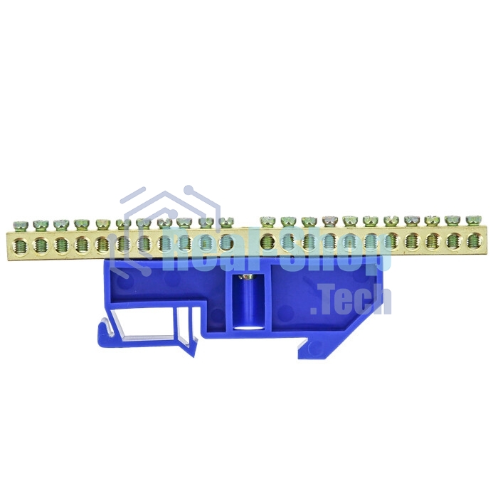 Шина нулевая N 6х9 20 отвер. латунь син. изолятор на DIN-рейку PROxima EKF sn0-63-20-d