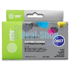 Картридж струйный Cactus CS-EPT0807 черный/желтый/голубой/пурпурный/светло-голубой/светло-пурпурный (68.4 мл) для Epson Stylus Photo P50