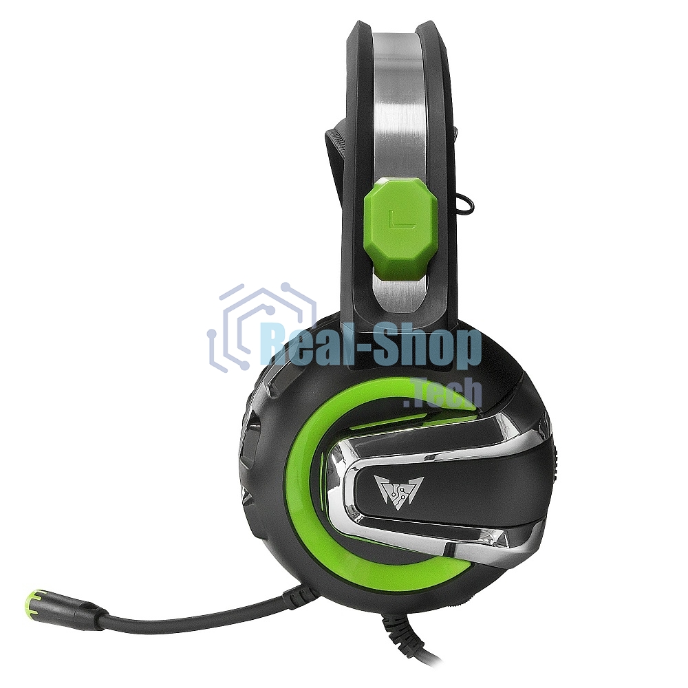 Гарнитура проводная игровая Crown CMGH-3002 черный/зеленый