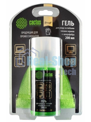 Чистящий набор (салфетки + гель) Cactus CS-S3004BL для экранов и оптики блистер 1 шт 25х25 см 200 мл