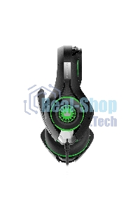 Гарнитура проводная игровая CROWN CMGH-102T Black&green (Подключение USB, встроенная аудио карта, Частотный диапазон: 20Гц-20,000 Гц,Кабель 2.1м,Размер D 250мм)