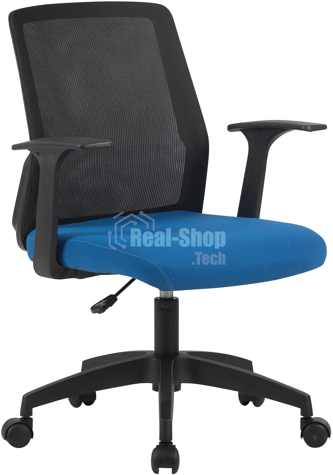 Кресло компьютерное Cactus CS-MC222-BKBL черный, сиденье темно-синий, сетка/ткань, низк.спин. крестов. пластик, пластик черный