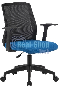 Кресло компьютерное Cactus CS-MC222-BKBL черный, сиденье темно-синий, сетка/ткань, низк.спин. крестов. пластик, пластик черный