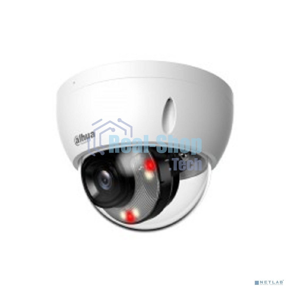 Уличная купольная IP-видеокамера Dahua DH-IPC-HDBW2449EP-S-IL-0280B Smart Dual Light с ИИ 4Мп, 1/2.9” CMOS, объектив 2.8мм, видеоаналитика, ИК до 30м, LED до 30м, IP67, корпус: металл