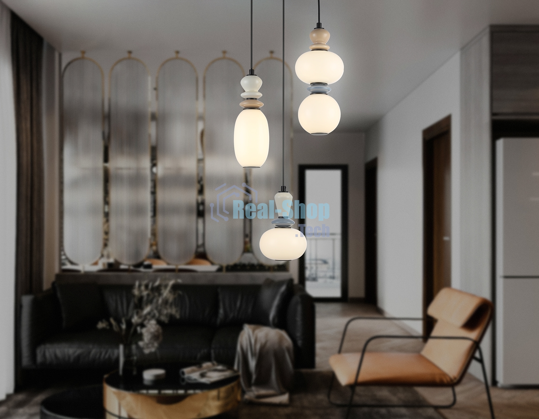 Светильник Ambrella light LH53143/3 BK/WH черный/белый 19W 3000K D330*1630