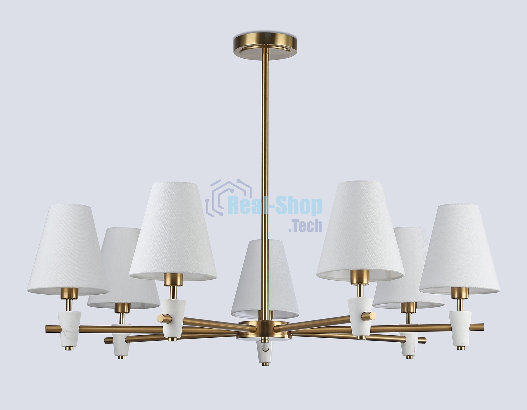 Люстра Ambrella light LH75045/7 BS/WH латунь/белый E14*7 max 40W D840*580
