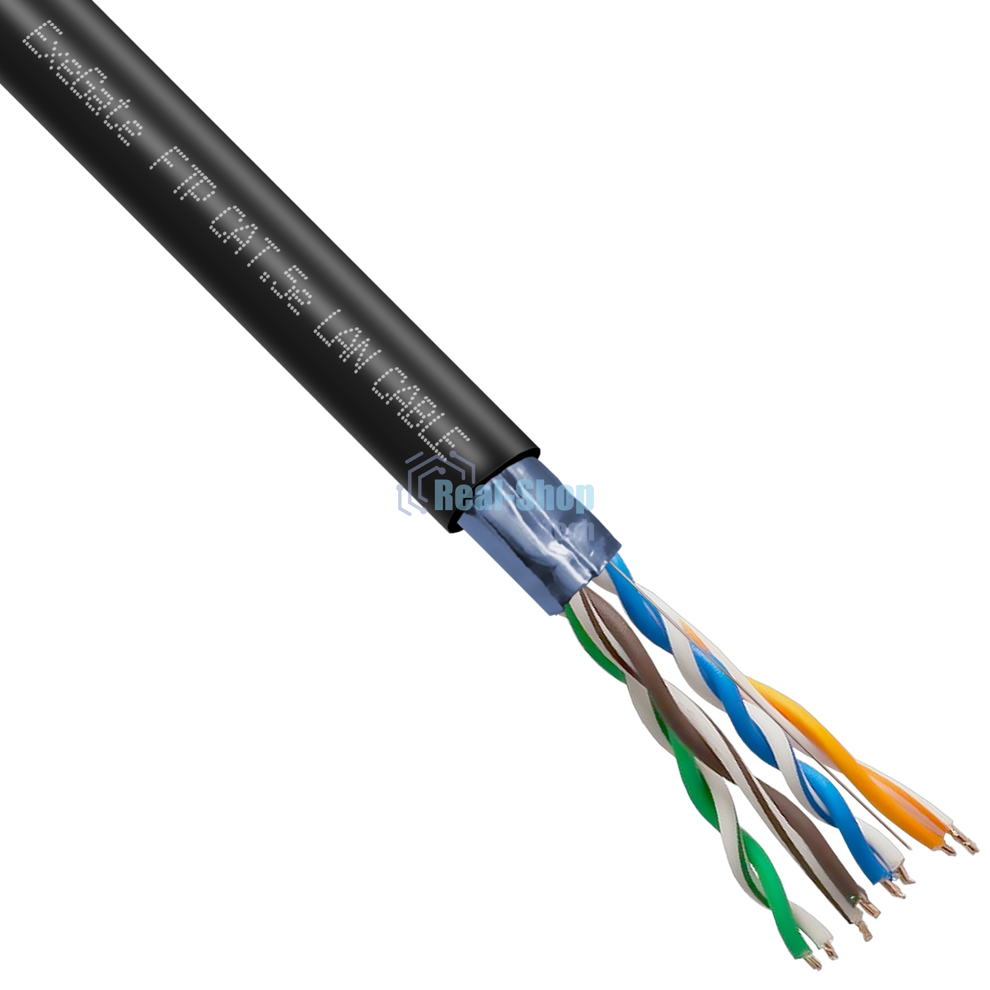 Кабель ExeGate Special FUTP4-C5e-CU-S24-OUT-PE-BK-305-FLUKE FTP 4 пары кат.5e медь, 0.48мм (24AWG), FLUKE® test pass, экран, внешн., без троса, 305м, черн., PE