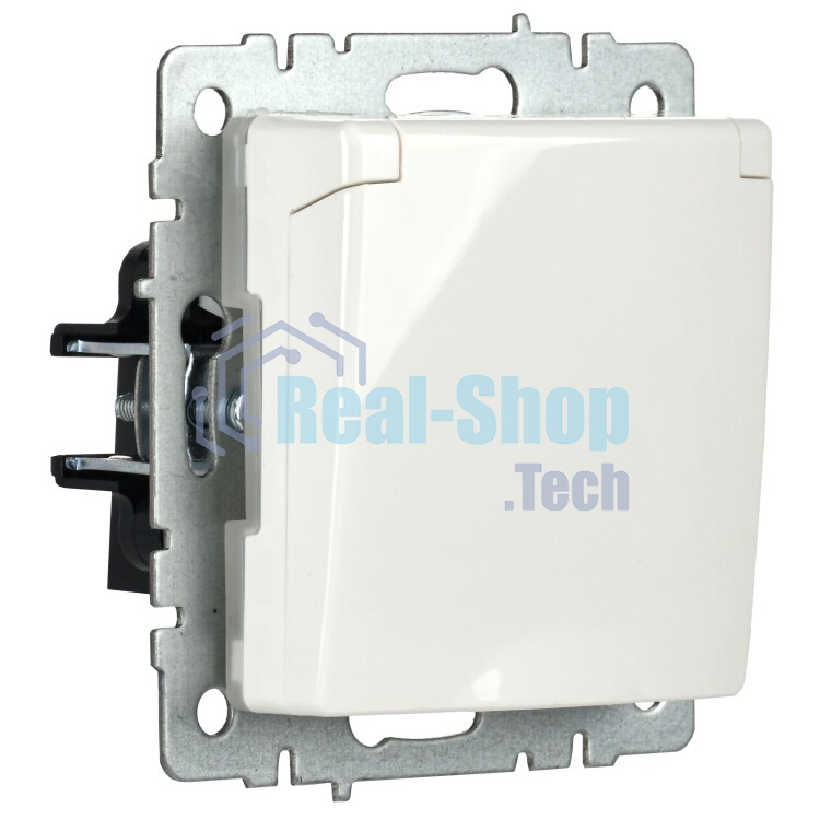 Розетка с з/к/ш с кр. 16А IP44 РСбш10-3-44-БрБ белый IEK BRITE
