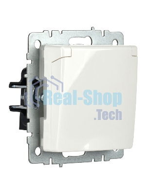Розетка с з/к/ш с кр. 16А IP44 РСбш10-3-44-БрБ белый IEK BRITE