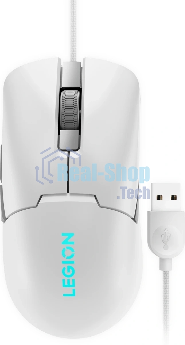 Мышь проводная Lenovo Legion M300s белый, 8000 dpi, USB, кнопки - 6