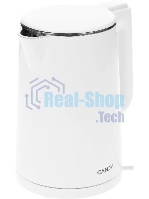 Чайник электрический Candy CK-102 белый, 1.5 л, 2200 Вт, скрытый нагревательный элемент