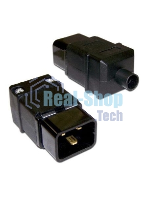 Вилка Lanmaster IEC 60320 C20 16A 250V разборная черная