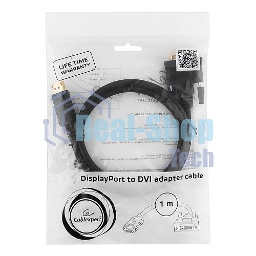Кабель DisplayPort-DVI Gembird/Cablexpert 1м, 20M/19M, черный, экран, пакет