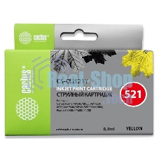 Картридж струйный Cactus CS-CLI521Y желтый (8.4 мл.) для Canon Pixma MP540/MP550/MP620/MP630/MP640/MP660/MP980/MP990/iP3600/iP4600/iP4700/MX860