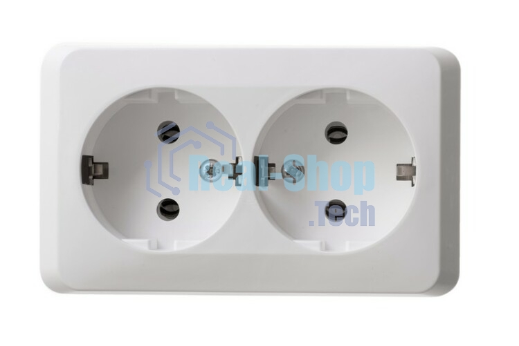 Розетка 2-м ОП Этюд 16А с заземл. белый SchE PA16-007B