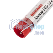 Припой с канифолью ПОС-90 Rexant, 10 г, Ø1.0 мм, (олово 90%, свинец 10%), колба