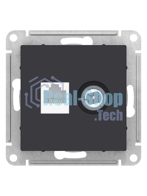 Розетка телевизионная +комп двойная RJ45+TV, кат.5E, механизм, карбон