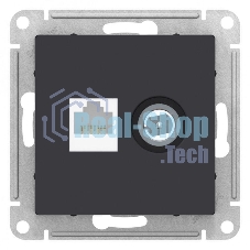 Розетка телевизионная +комп двойная RJ45+TV, кат.5E, механизм, карбон Розетка телевизионная +комп двойная RJ45+TV, кат.5E, механизм, карбон