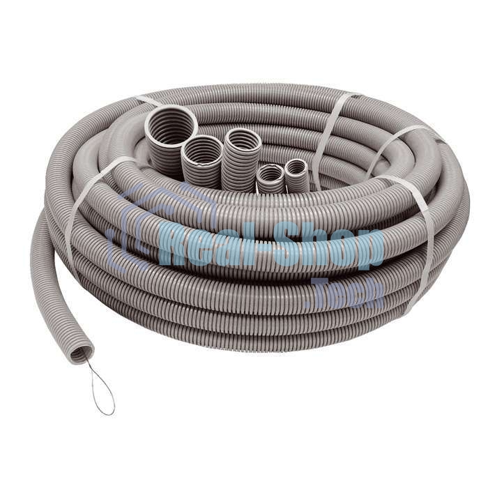 Труба гофрированная ПВХ d25 мм с зондом сер. (20 м) Рувинил 12501(20)