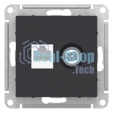 Розетка телевизионная +комп двойная RJ45+TV, кат.5E, механизм, карбон
