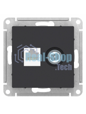 Розетка телевизионная +комп двойная RJ45+TV, кат.5E, механизм, карбон