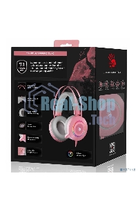 Гарнитура проводная с микрофоном A4 Bloody G521 розовый 2.3м мониторные USB оголовье (G521 (PINK))