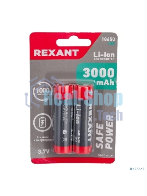 Аккумулятор Rexant 18650 unprotected Li-ion 3000 mAh 3.7 В
