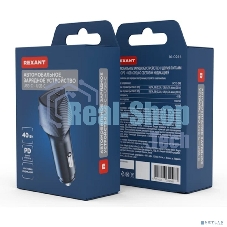 Автомобильное зарядное устройство с двумя портами Rexant (USB-C PD + USB-C PD) со световой индикацией, 40Вт, черное