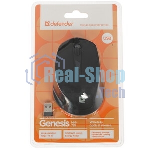 Мышь беспроводная USB OPTICAL WRL GENESIS MM-785 черный 52785 DEFENDER