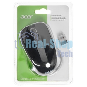Мышь беспроводная Acer OMR010 черный, 1200 dpi, радиоканал, USB, кнопки - 3