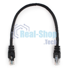 Патч-корд UTP Cablexpert PP6U-0.25M/BK cat.6, 0.25м, литой, многожильный, черный