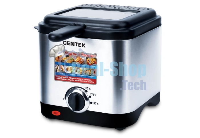 Фритюрница Centek CT-1430 900 Вт объем 1,5лЧаша - антипригарная, стальной корпус, окно
