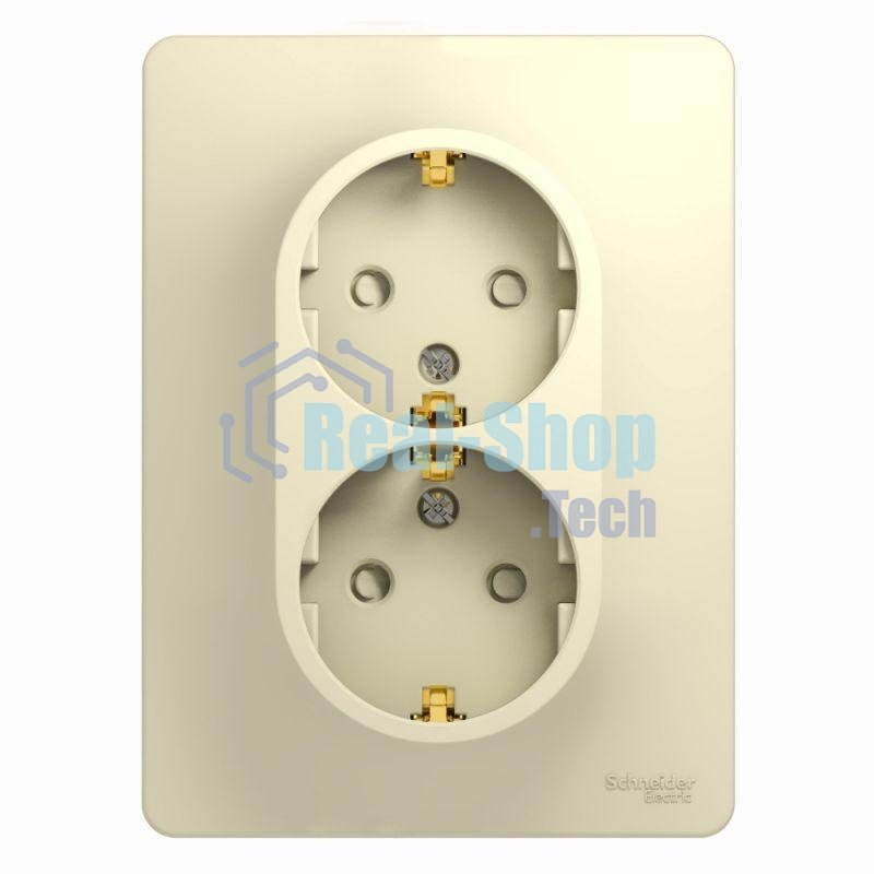 Розетка 2-м СП Glossa защ. шторки с заземл. в сборе беж. SchE GSL000226