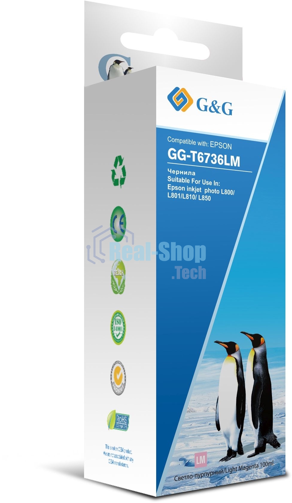 Чернила G&G GG-T6736LM светло-пурпурный100мл для Epson L800, L805, L810, L850