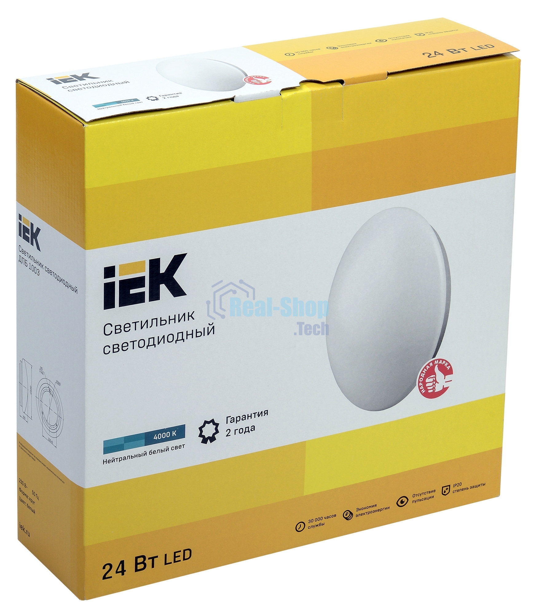 Светильник Iek LDPB0-1003-24-4000-K01 LED ДПБ 1003 24Вт IP20 4000K круг белый диаметр 380 мм, световой поток 1440 Лм