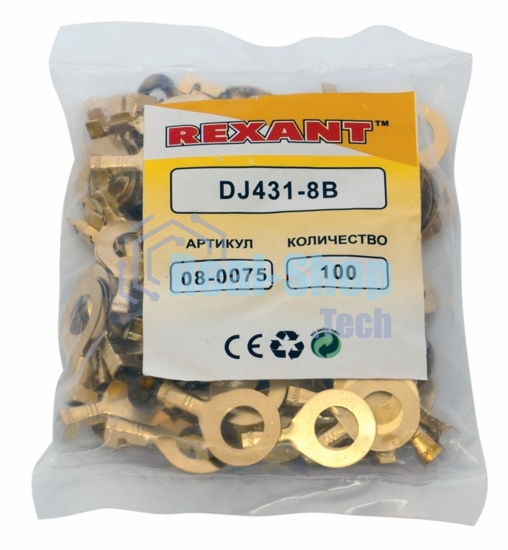 Наконечник кольцевой Rexant, ø8.2 мм, 1.5-1.5 мм² (НК 8-1,0-1,5)