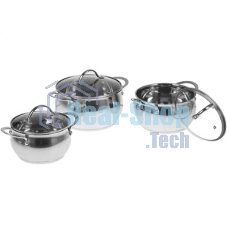 Набор посуды из нерж.стали WEBBER BE-335/6 6 пр. 2,0 л, 2,8 л, 3,8 л