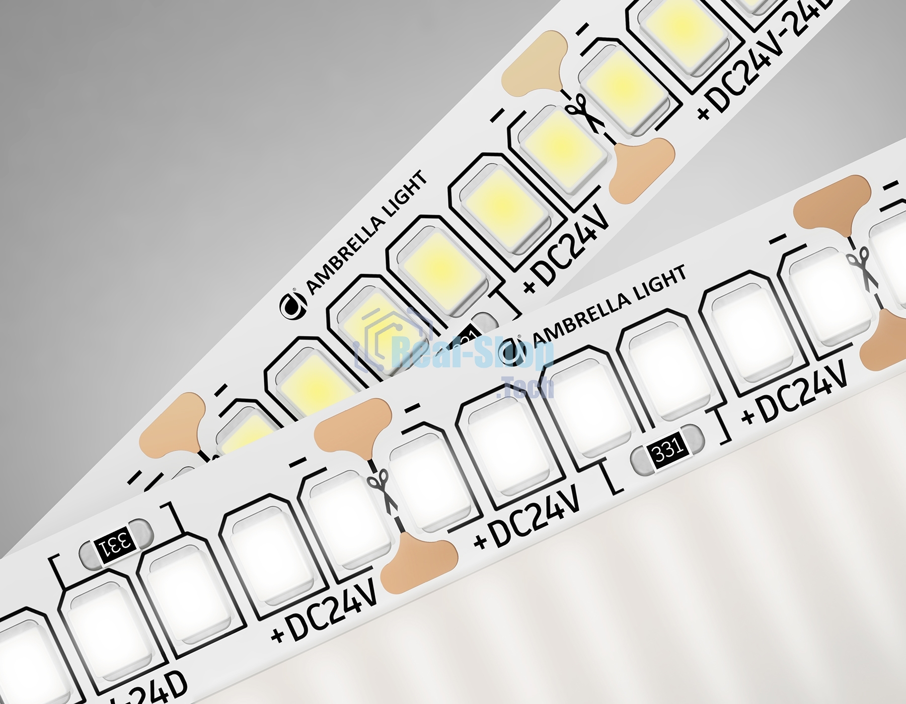 Светодиодная лента Ambrella light GS3402 2835 240Led/ 20W m/ 24V IP20 4500K/ 5000*10*1.2mm (2 конт.)