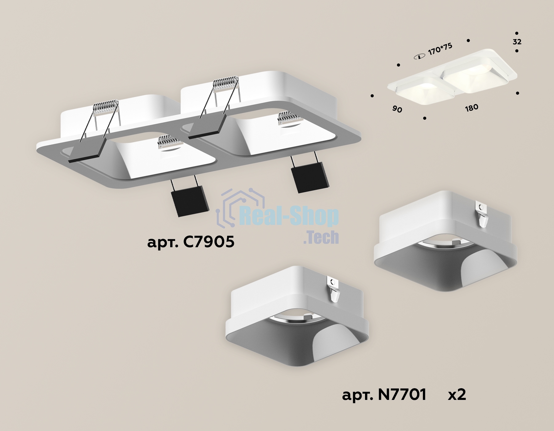 Комплект встраиваемого светильника Ambrella light XC7905001 SWH белый песок MR16 GU5.3 (C7905, N7701)