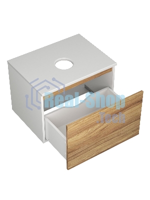 Тумба с раковиной и выпуском (тумба подвесная Bau Dream 60 + раковина BAU Dream D43, белая, выпуск клик-клак, черный)