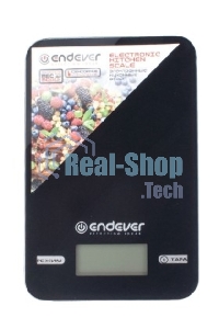 Весы кухонные электронные Endever Skyline KS-527, вес от 2 г до 5 кг. Закаленное стекло повышенной прочности, LCD-дисплей, авто откл.